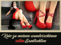 .Knie zu meinen wunderschönen roten Samtsohlen