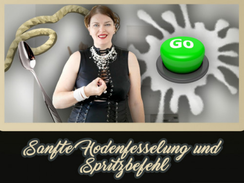Sanfte Hodenfesselung und Spritzbefehl