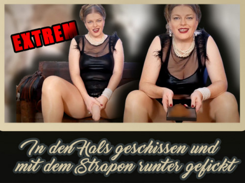 In den Hals geschissen und mit dem Strapon runter gefickt